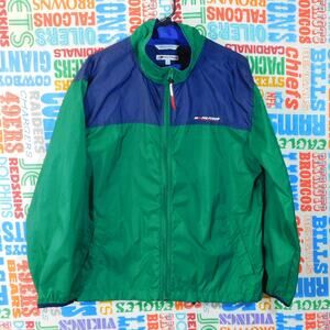 Vintage 90s Tommy Hilfiger Athletics Full Zip Windbreaker Size XL Blue Green